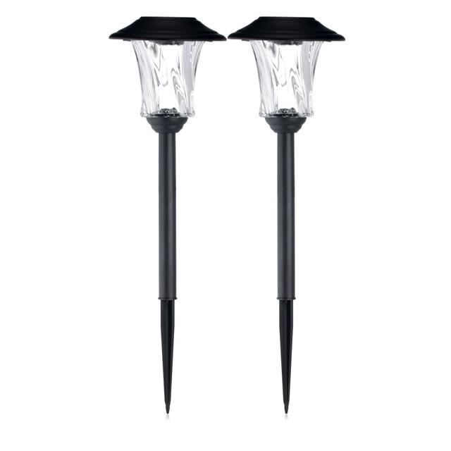 Garden Reflections Set of 2 Motion Colour Changing Large Glass Post...