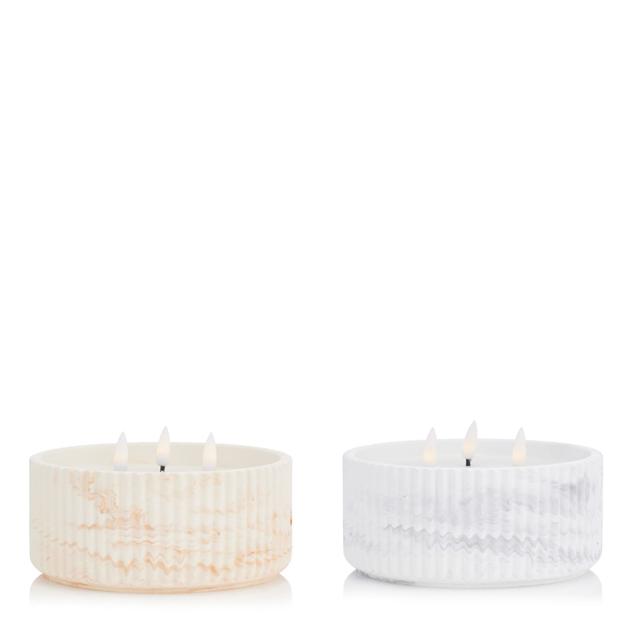 Luxenoa Set Of 2 Flameless Concrete Candle Pots