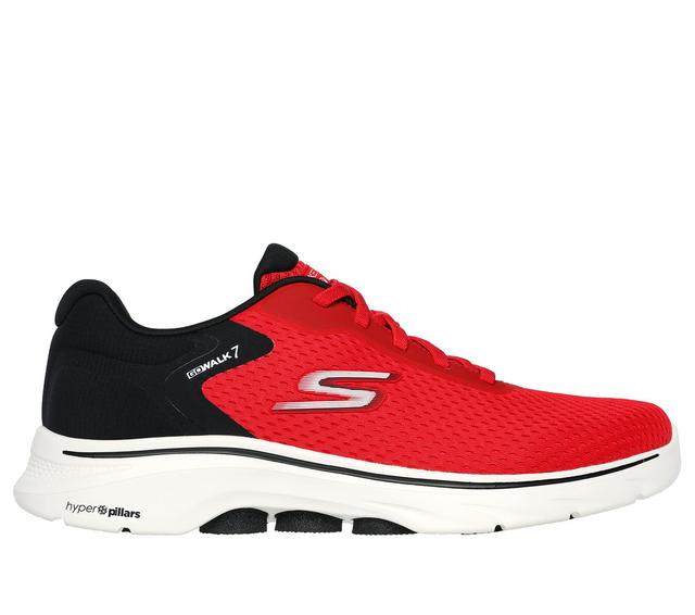 Skechers Men's GO WALK 7 - The Construct Sneaker in Red/Black, Size 8.5 | Textile/Synthetic, Vegan, Machine Washable