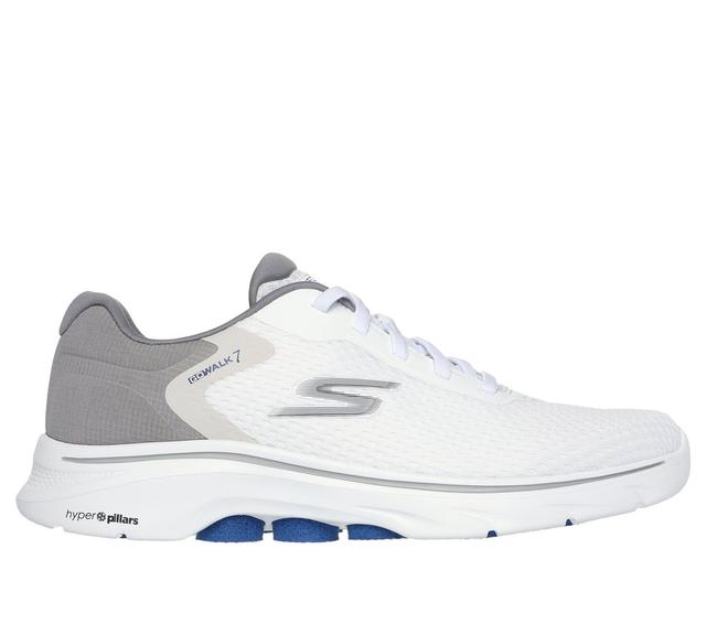 Skechers Men's GO WALK 7 - The Construct Sneaker in White/Gray, Size 13 | Textile/Synthetic, Vegan, Machine Washable