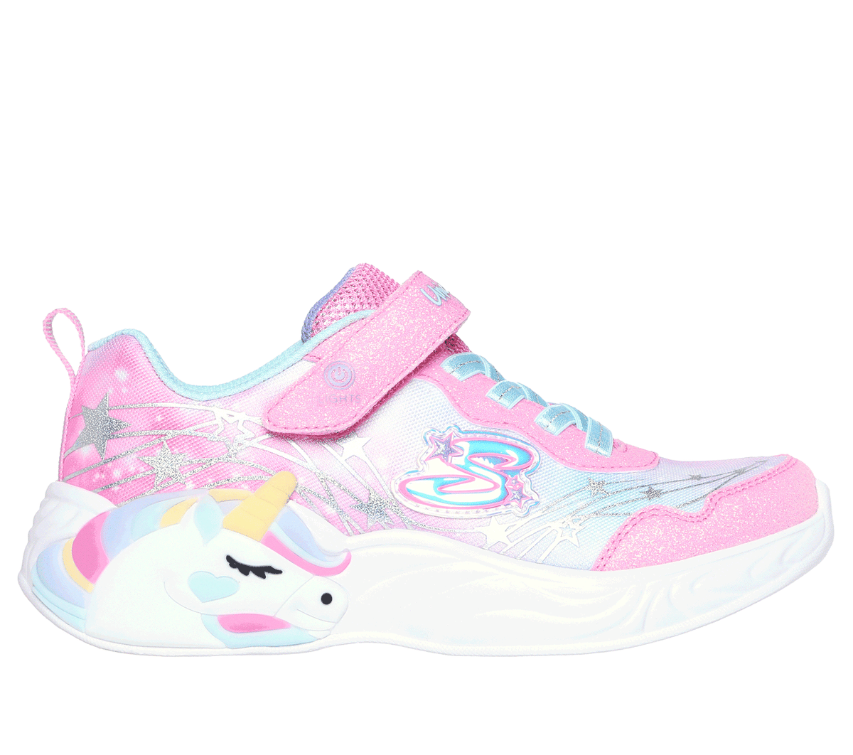 Skechers S-Lights: Unicorn Dreams - Wishful Magic Sneaker CM Roze/Turkoois, Maat 33.5