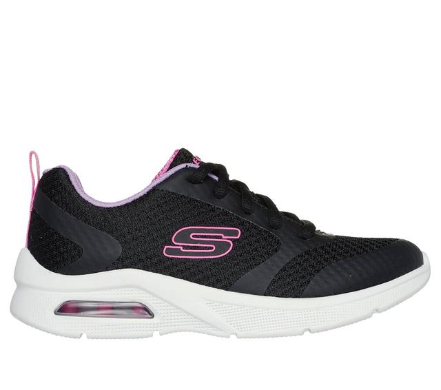 Skechers Girls Microspec Max - Running Gal Sneaker in Black/Lavender, Size 12 | Textile/Synthetic