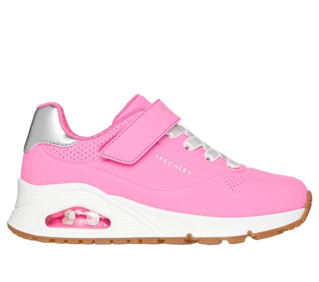 Skechers Girls UNO Gen1 - Summer Core Sneaker in Hot Pink/Silver, Size 3 | Synthetic/Textile