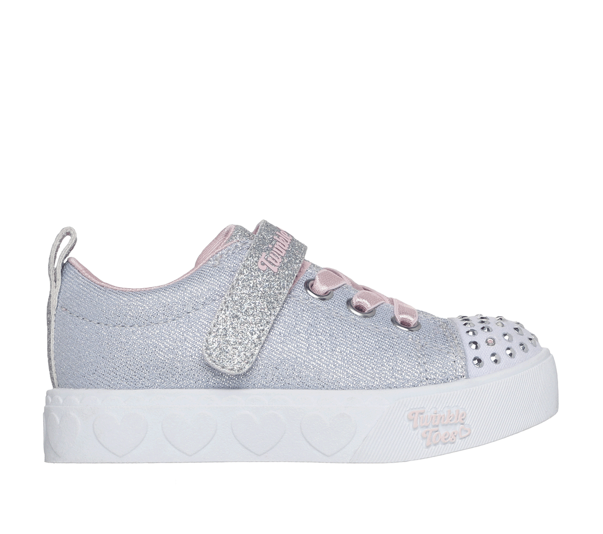 Skechers Mädchen Twinkle Toes: Heart Steps - Shimmer Sweetie Sneaker in Gray /Rosa, Größe 23