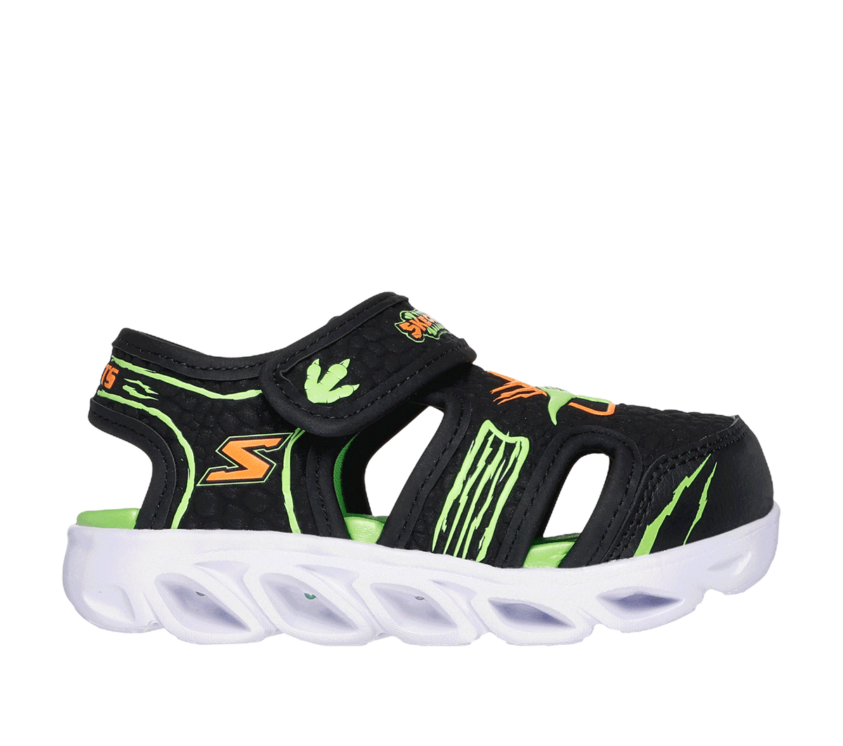 Skechers S-Lights: Hypno-Flash - Hydro-Fun Chaussures Moyen Width en Noir/Vert-Lime, Pointure 22