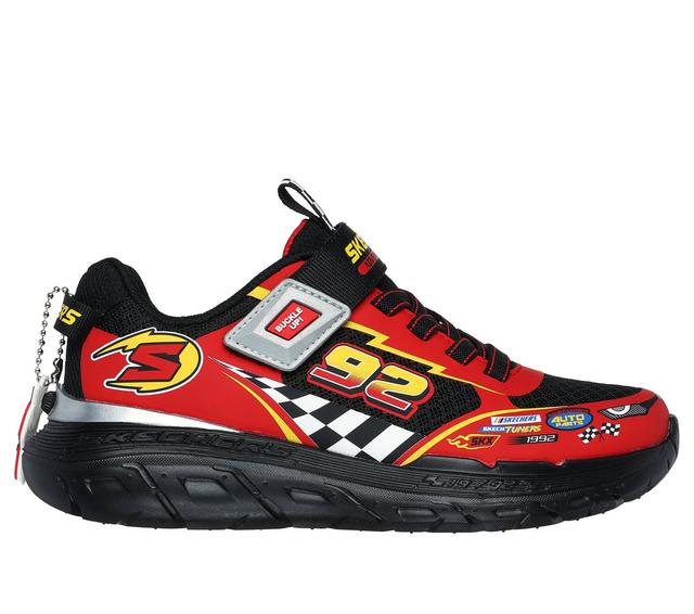 Skechers Boy's Skech Tracks Sneaker in Black/Red, Size 9.5 | Synthetic/Textile, Machine Washable