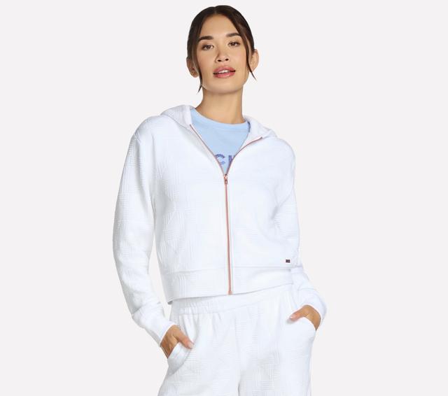 Skechers GO WALK Everywhere Diamond Full Zip Veste en Blanc, Pointure Moyen