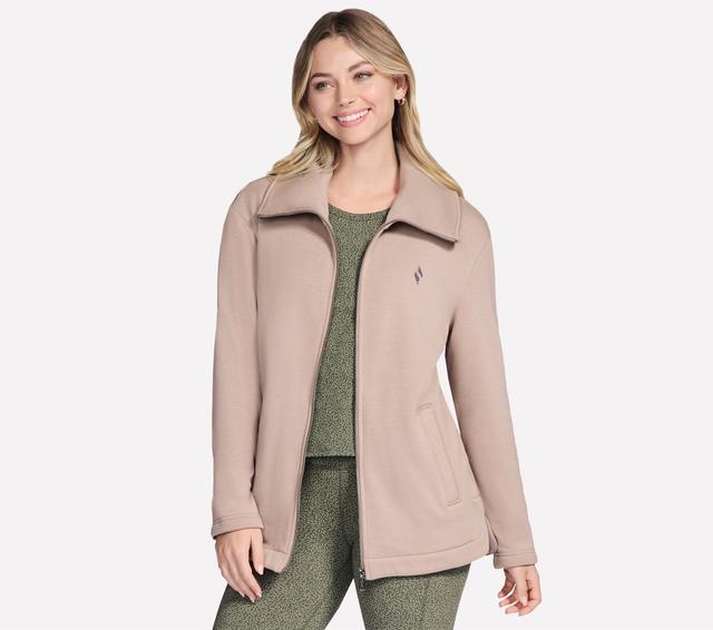 Skechers Dames GO SNUGGLE Tunic Full Zip Jasje CM Taupe/Bruin, Maat Large
