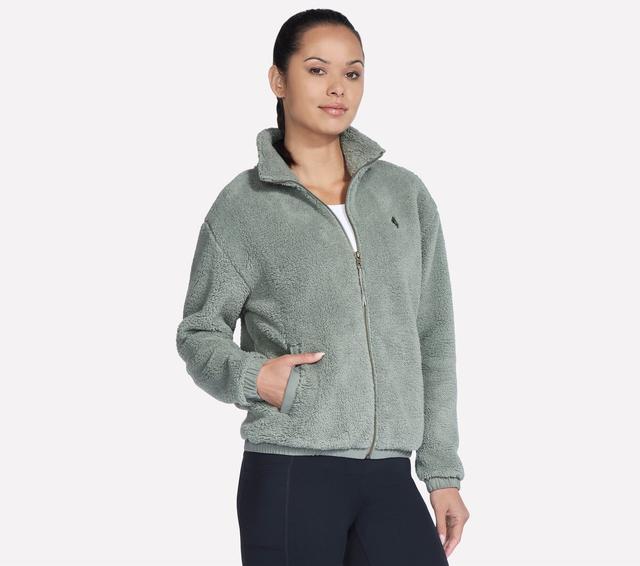 Skechers kobiety On-The-GO Glacial Full Zip Sherpa Kurtka w Szarobrazowy /oliwkowy, Rozmiar Small
