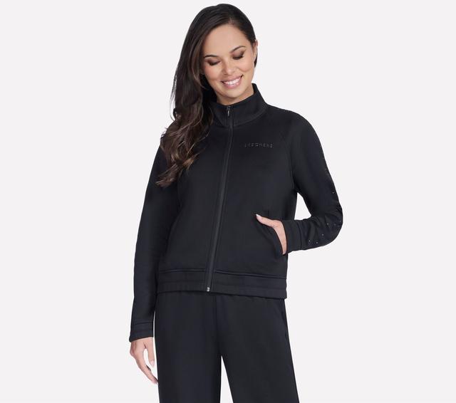 Skechers Women's SKECHTECH Shine Track Jacket in Black, Size Medium