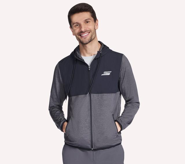 Skechers Heren Harry Kane Weekend Full Zip Capuchon CM Zwart/Houtskool, Maat 2XL