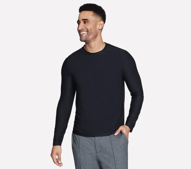 Skechers Uomo GO DRI All Day Long Sleeve maglietta in Nero, Taglia Largo
