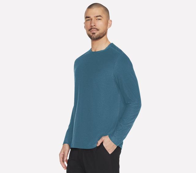 Skechers GO DRI All Day Long Sleeve t-shirt em Navy Blue/Cinzento, Tamanho 2XL