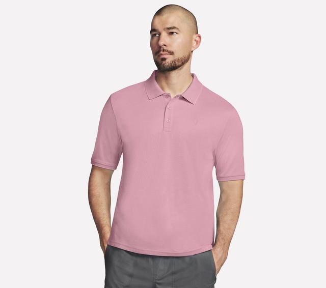 Skechers Men's Off Duty Polo T-Shirt in Gray/Pink, Size Large | Organic Cotton/Polyester