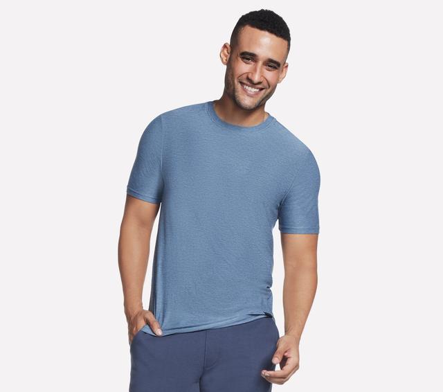 Skechers Uomo GO DRI All Day maglietta in Blu/Grigio, Taglia Medio