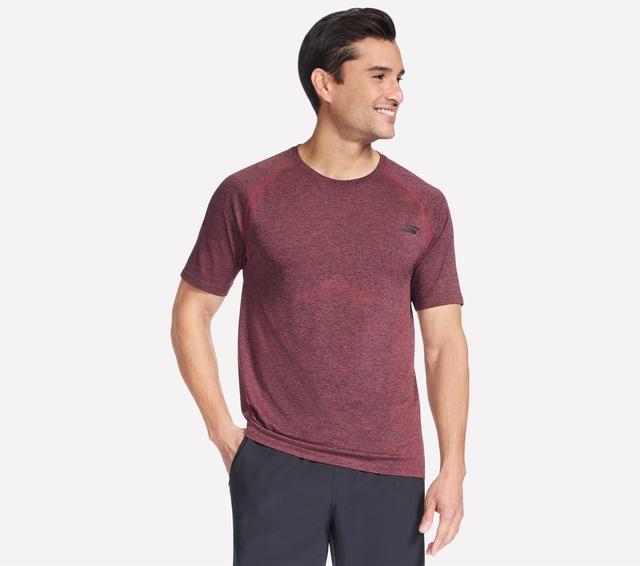 Skechers Raglan Seamless T-Shirt in Grau/Rot, Größe 2XL