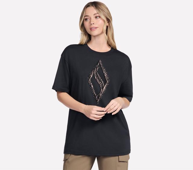 Skechers Gold Splatter Diamond ShortsSleeve T-Shirt in Schwarz, Größe XS