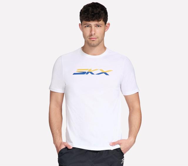 Skechers SKX calção Sleeve T-shirt em Branco, Tamanho XL