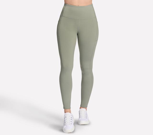 Skechers GO WALK High Waisted Leggins in Grau/Grün, Größe Groß