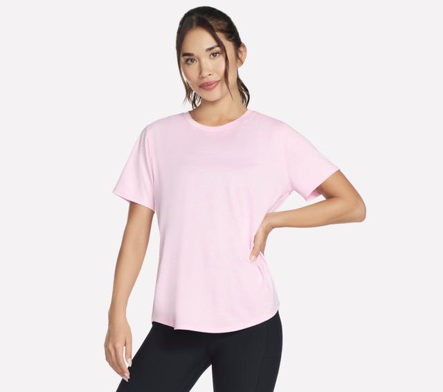 Skechers GO DRI SWIFT camiseta en Blanco/Rosa, talla Grande