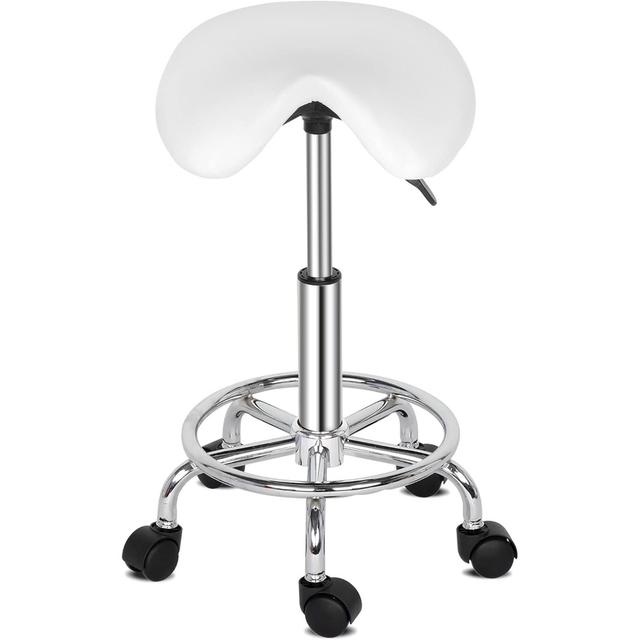 TEMU Adjustable Stool, Rolling Stool, Swivel Work Stool, Swivel Stool For Office/salon/bar, Faux Leather, Pink