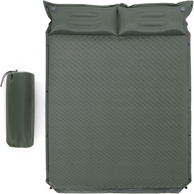 TEMU Camping Schlafmatte, selbstaufblasend, 2 Personen Campingmatte mit Kissen, ultraleicht, Blau