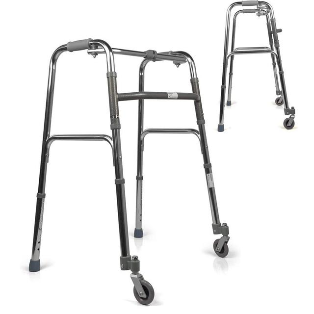 TEMU Life Walker For The Elderly In Lightweight Aluminum 2 Rotating Wheels - Medical Device - Foldable And Height-adjustable - Walker For The Elderly
