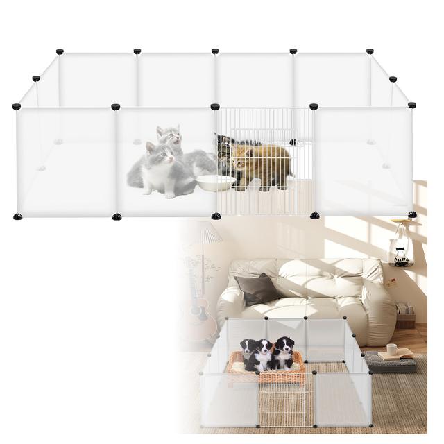 TEMU Transparent Rabbit Cage, Small Animal Enclosure, Puppy Playpen, Transparent, 145x75x48cm (with/without Door)
