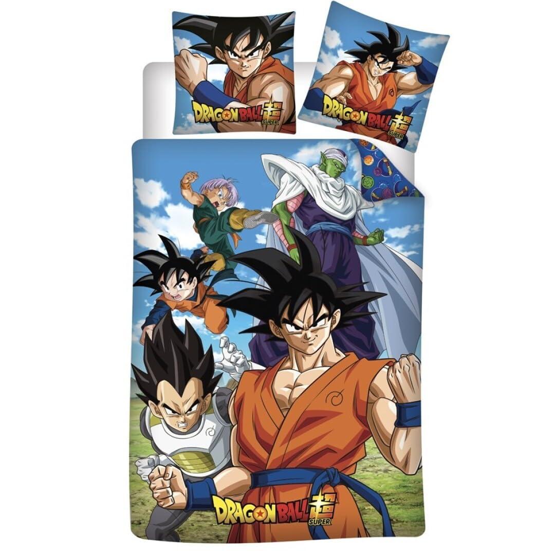 TEMU Parure de Lit Dragonball Super, 100% Coton, Housse de Couette 140x200 cm + Taie d'oreiller 65x65 cm