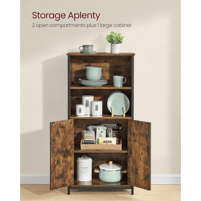 TEMU Freestanding Storage Cabinet, Cupboard, Bookcase, 2 Shelves And A Cabinet With An Adjustable Shelf, , For Living Room, Kitchen, Home Office,