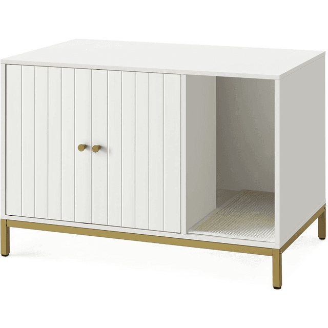 TEMU Cat Litter Cover With Scratching Mat, High Legs, Side Table, 80 X 50 X 55 Cm, Hidden Litter Box, Natural Cat , Suitable For Most Litter And Spaces, Easy Assembly