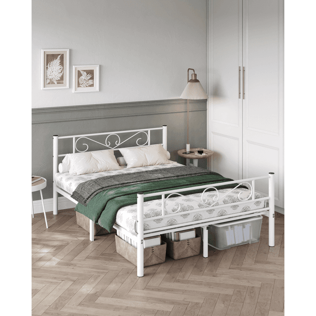 TEMU 2-person Bed, Double, 2- , Metal, Suitable For 140 X 190 Cm Mattress, Easy Assembly, For Small Spaces, , Teenager