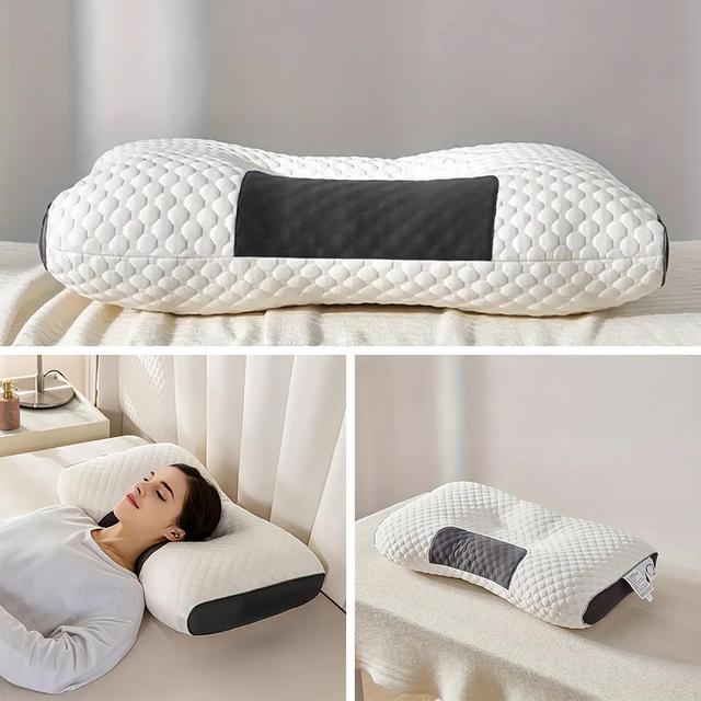 TEMU 1/2pcs Of Bone-shaped Pillows, A Pair Of Knitted Non-sagging Neck Pillows, White Single Filling, 1100g, Pillow Core Size 40 × 66 × 11cm, Suitable For 48 × 74 Pillowcases