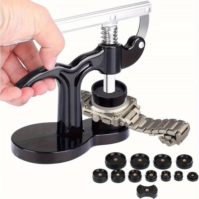 TEMU 13pcs Watch Press With 12 Dies 18mm50mm Watch Back Case Press Opener & Crystal Glass Closer - Professional Fitting Repair Tool