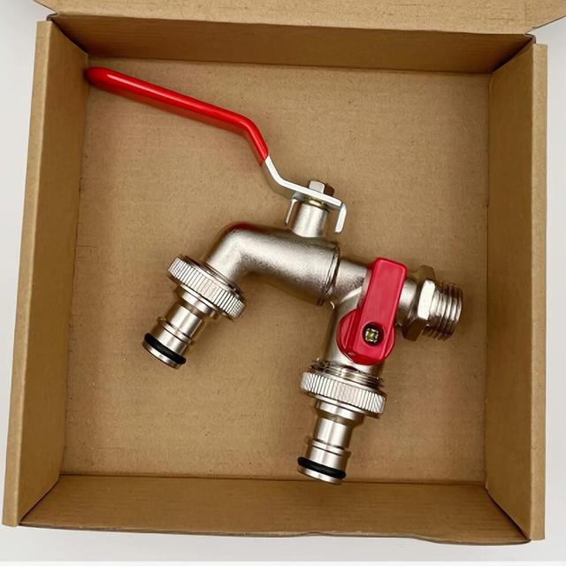 TEMU 1 Stück, Zinklegierung Gartenhahn, 1/2" Anschluss, Klassischer Stil, Doppel-Auslass, Blumengießgerät, Wassersprühpistole, Sprühnebelgerät für Garten, Rasen und Außenbereich, Bewässerungszubehör