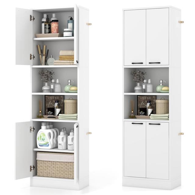 TEMU Goflame Kitchen Pantry Cabinet 190cm Tall Freestanding Cupboard W/doors White