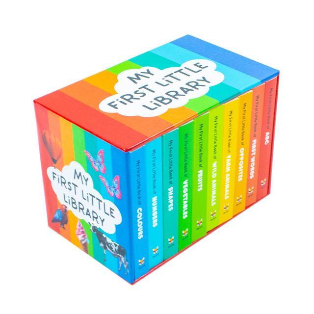 TEMU My First Little Library 10 Board Books Set Collection (abc, Shapes, Numbers, Words, Colours, Farm Animals, Vegatables, Opposites) Age Baby 1+ Year