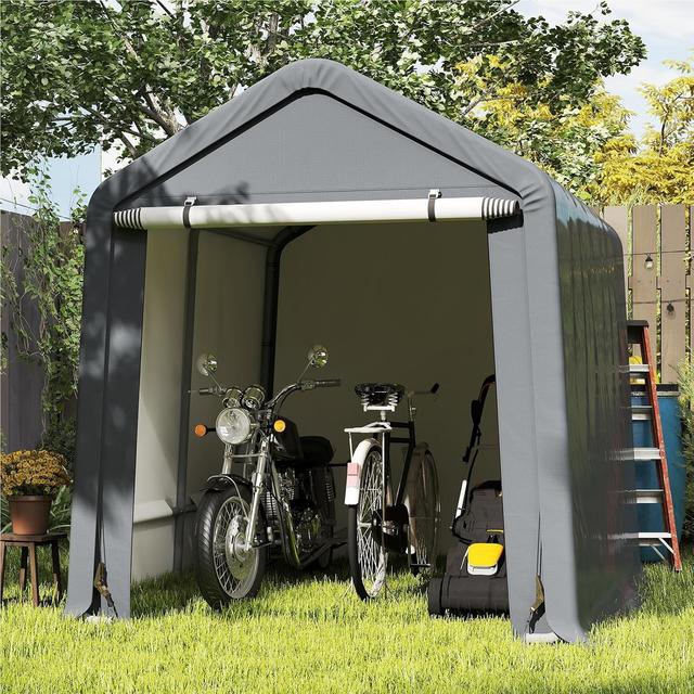 TEMU Garage per Moto e Bicicletta Impermeabile, Cappanone da Esterno con Porta a Cerniera Arrotolabile, Tendone Deposito da Giardino Multiuso per Attrezzi, 240 x 195 x 214 cm