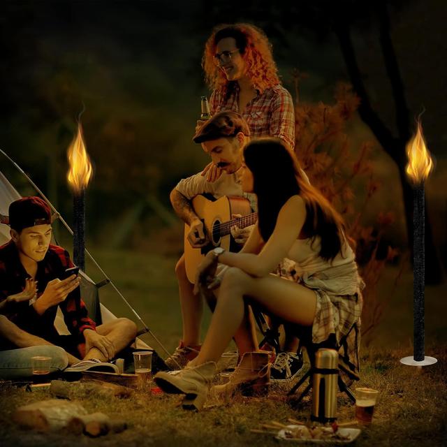 TEMU Fackeln für Draußen Wachsfackeln Brennzeit 100 min Fackeln aus Natürlichem Wachs Gartenfackeln Party Mit Handschutz und Extra Langem Griff