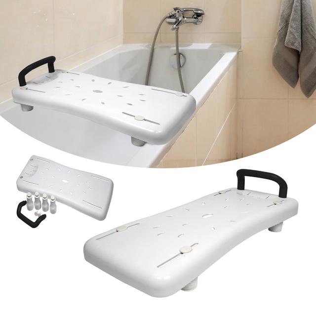 TEMU Adjustable Plastic Bathtub Seat With Soap Holder And Grab Bar For Seniors, Bathing Aid For Adults, Shower Tray For Bathtub