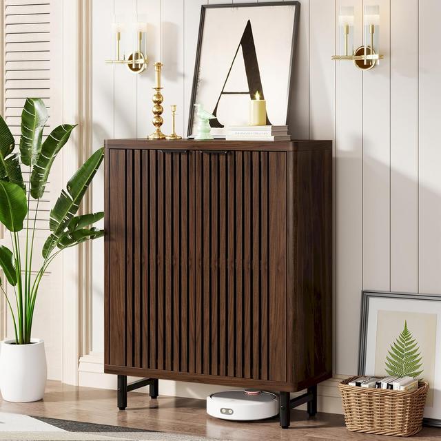 TEMU 6-tier Retro Shoe Cabinet For Bedroom, Hallway, Living Room, 24 Pairs Of Shoes Storage With Doors, Adjustable Shelves