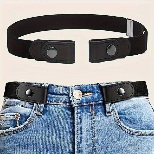TEMU ceinture homme et femme extensible boucle coloris Noir