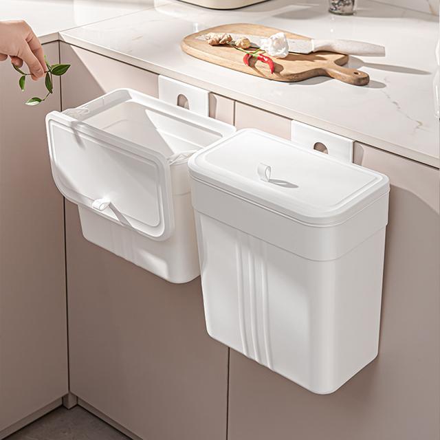 TEMU Wall-mounted Trash Can Kitchen Trash Can Compact Trash Can, Trash Bag Holder - , Space-saving Design For Kitchens And Bathrooms