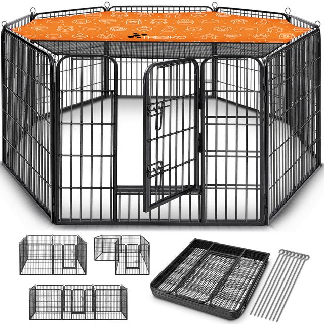 TEMU Tresko® Puppy Cm High . 8x Earth Anchors 8-part Foldable With Door Tool- Animal Run Dog Enclosure Weatherproof Indoors & Outdoors