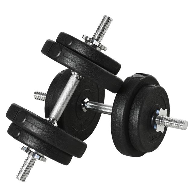 TEMU HOMCOM Conjunto de Mancuernas Ajustables de 20kg Juego de Pesas con Discos de 2,5/1,5 kg y Barras de Conexión de 2 kg Kit de Entrenamiento para Gimnasio en Casa