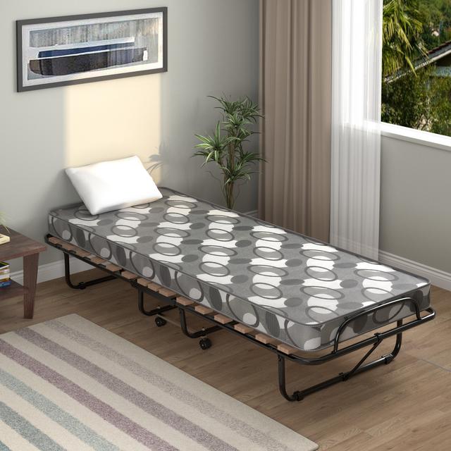 TEMU Folding Bed Single 80 X 185 Cm, Adult Folding Bed With Memory Mattress 6.5 Cm, Orthopaedic Load