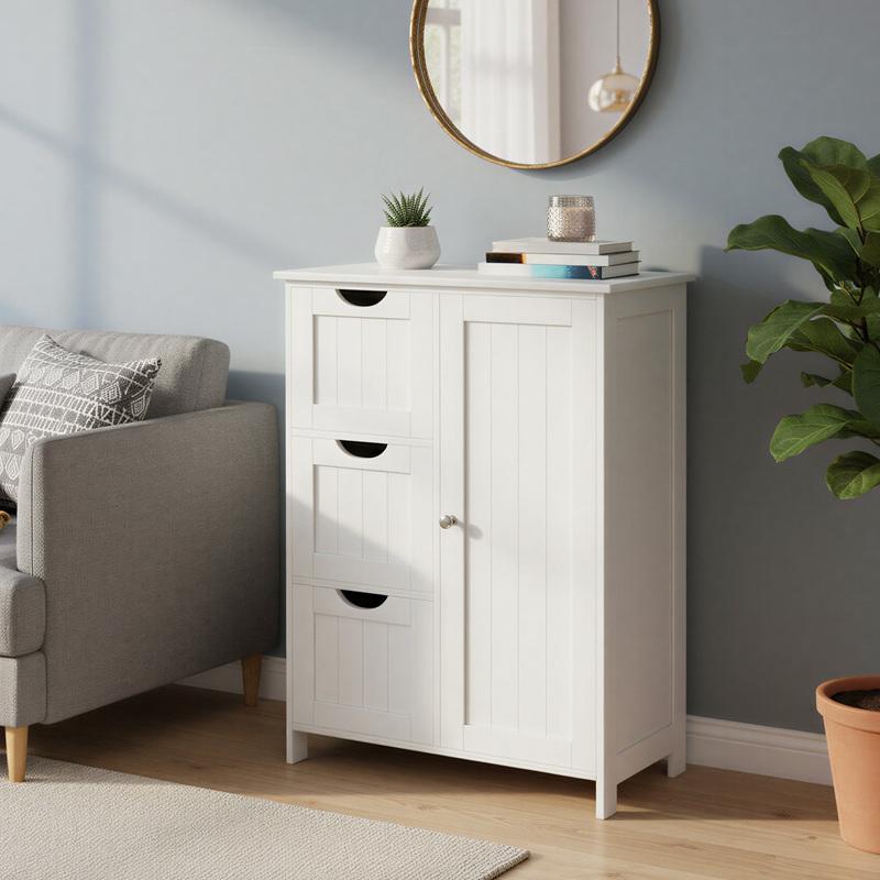 TEMU Armario de Baño, Mueble de Baño , Cómoda de Baño, Cajonera Cajones, Armario con Puerta, Estante Ajustable, 30 x 60 x 81 cm,