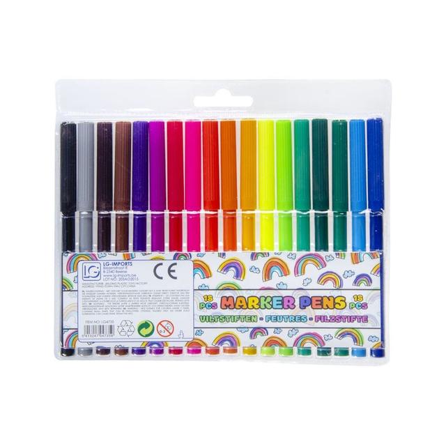 TEMU 18 Fibre Tip Pens Set | Vibrant Colouring Pens With Pouch | Drawing, Colouring & Doodling