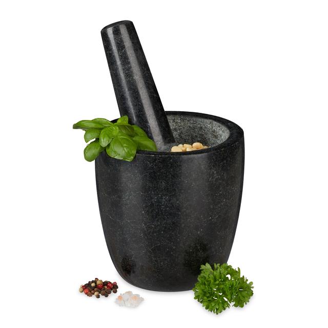 TEMU Mortar With Pestle In Black - Ø 13 Cm