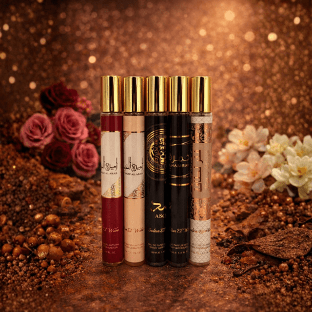 TEMU Lot de 5 eaux de parfums Ameerat al Arab Rouge, Rose, Noir, , Fakhar rose 35ml